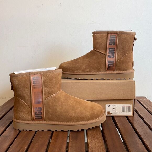 UGG Classic Mini Side Logo II Chestnut Women Size 7 - Picture 3 of 15